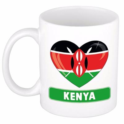 Hartjes vlag Kenia koffiemok - drink beker - white - 300 ml - supporters