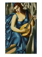 Kunstdruk Tamara De Lempicka - Donna in Blu suona mandolino 60x80cm