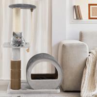 Kattenboom met 3 Niveaus/Zitstok/Springplatform/Comfortabele Condo/Klimrek voor Katten Binnenshuis/Borstel/Sisalpaal Grijs - thumbnail