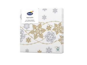 Servetten Snow Glitter White 3-laags tissue 24 x 24 cm - Duni