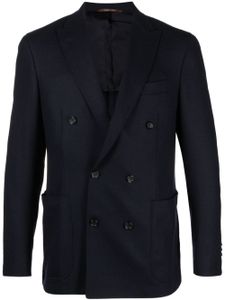 Canali blazer en laine mélangée à revers pointus - Bleu