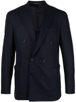 Canali blazer en laine mélangée à revers pointus - Bleu - thumbnail