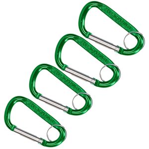 Karabijnhaak sleutelhanger - 4x - metaal - groen - 8 cm