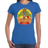 Hawaii feest t-shirt Tiki Bar Aloha - voor dames - blauw - Party verkleedkleding - carnaval