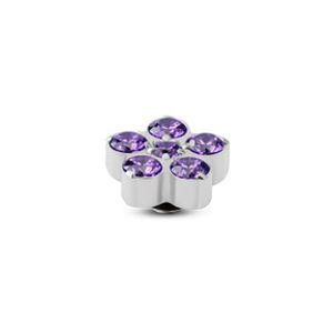 Melano Twisted Frozen Star CZ Steentje Purple Zilver