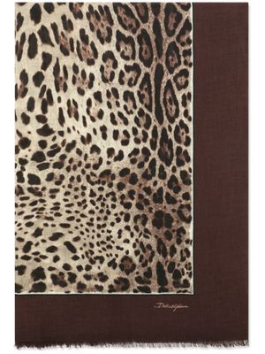 Dolce & Gabbana foulard en soie à imprimé léopard - Marron