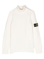 Stone Island Junior pull à col roulé à patch logo - Blanc - thumbnail