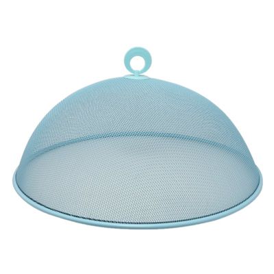 Metalen vliegenkap/voedselkap lichtblauw rond 35 cm
