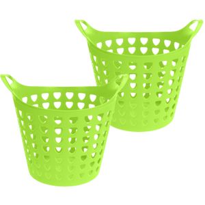 Flexibele wasmand - 2x - groen - 26 liter - kunststof - 40 x 42 cm