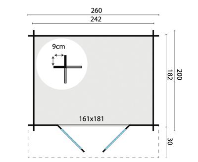 Blokhut - Tuinhuis Robert | 28 mm | vuren groen geïmpregneerd