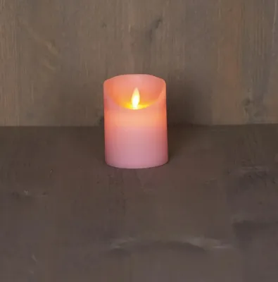 Anna&apos;s Collection LED kaars flame effect rustiek 7.5x10cm lichtroze 1 stuks