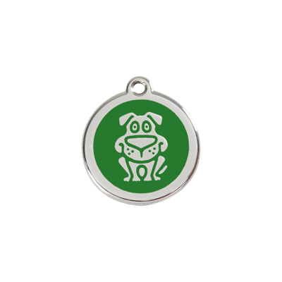 Dog Green roestvrijstalen hondenpenning small/klein dia. 2 cm - Reddingo