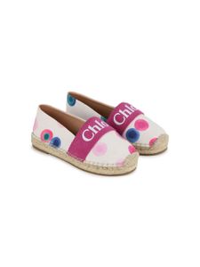 Chloé Kids espadrilles en toile à logo imprimé - Blanc