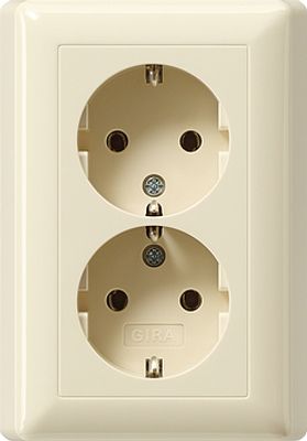 Gira dubbel stopcontact met randaarde Compact voor UK40 en H140 inbouwdoos 078201