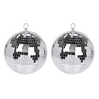 5x Grote zilveren disco kerstballen discoballen/discobollen glas/foam 12 cm - thumbnail