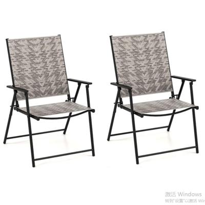 Set van 2 Opvouwbare Terrasstoelen Draagbare Tuinstoelen met Metalen Frame voor Tuin Achtertuin