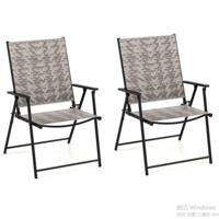 Set van 2 Opvouwbare Terrasstoelen Draagbare Tuinstoelen met Metalen Frame voor Tuin Achtertuin