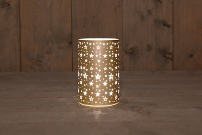 Cylinder Glass Matt Gold With Stars 10 x 15 cm en 8Led Warm Anna's Collection - Annas collection