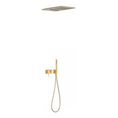Regendouche set Tres 3V | Inbouw | Mengkraan | 3-weg | Rond | 24k Goud mat