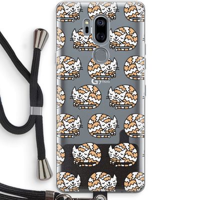 Slapende poes: LG G7 Thinq Transparant Hoesje met koord