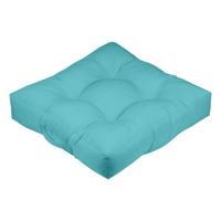 Stof Textile Vloerkussen XXL - aqua blauw - polyester - 60 x 60 x 12 cm - vierkant - Extra dik en gr