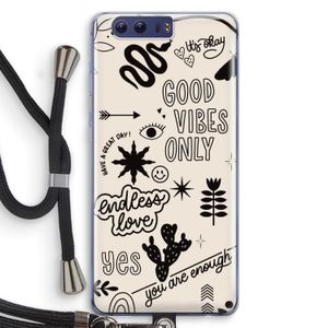 Good vibes: Honor 9 Transparant Hoesje met koord