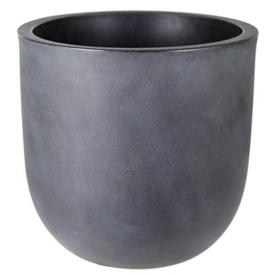 Mega Collections Plantenpot/bloempot - kunststof - antraciet grijs - dubbelwandig - D36 x H34 cm