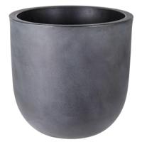 Mega Collections Plantenpot/bloempot - kunststof - antraciet grijs - dubbelwandig - D36 x H34 cm