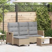 Verstelbare tuinbank met kussens L-vormig beige poly rattan