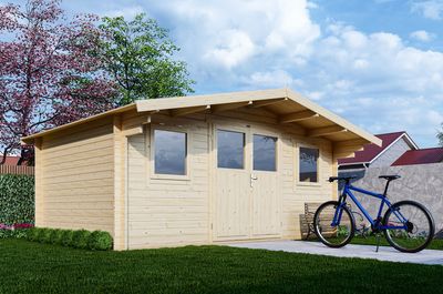 Blokhut 5133 508x328 cm - geïmpregneerd- Zadeldak- Geïmpregneerd vurenhout- Interflex