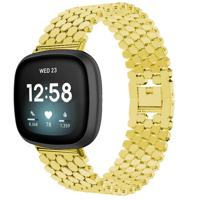Fitbit Versa 3 / Sense Vis Stalen Schakel Band - Goud Fitbit Versa 3 / Sense Vis Stalen Schakel Band - Goud