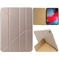 Gierst textuur PU + silica gel volledige dekking lederen draagtas voor iPad Air (2019)/iPad Pro 10 5 inch met multi-vouwen houder (goud)