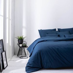 Presence Dekbedovertrek Plain Percale - Navy 2-persoons (200 x 200/220 cm + 2 kussenslopen) Dekbedovertrek