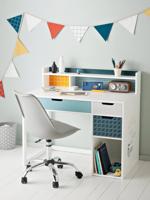 Kinderbureau SERIE FUNNY effen blauw met versiering