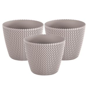 Pakket van 5x stuks plantenpot/bloempot kunststof dia 16 cm en hoogte 13 cm beige/taupe