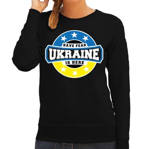 Have fear Ukraine is here / Oekraine supporter sweater zwart voor dames