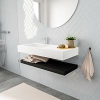 Mondiaz Alan badmeubel 100 cm solid suface planchet urban vrijhangend wastafel links 1 kraangat wit