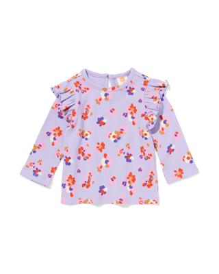 HEMA Babyshirt Volant Bloemen Paars (paars)