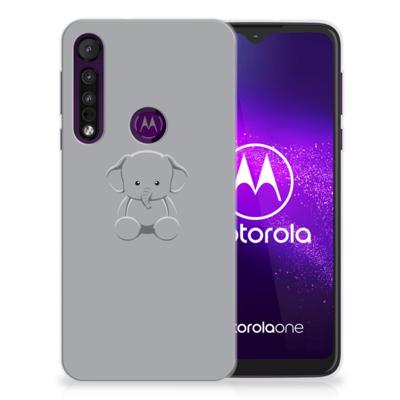 Motorola One Macro Telefoonhoesje met Naam Grijs Baby Olifant Motorola One Macro Telefoonhoesje met Naam Grijs Baby Olifant