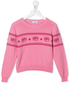 Chiara Ferragni Kids pull Eyelike en maille intarsia - Rose