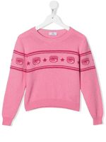 Chiara Ferragni Kids pull Eyelike en maille intarsia - Rose - thumbnail