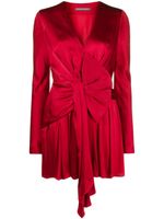 Alberta Ferretti robe en satin à détail noué - Rouge