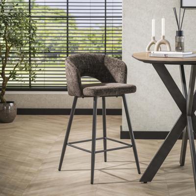 LifestyleFurn Barstoel 'Arnie' Renegade stof, kleur Bruin (zithoogte 69cm)