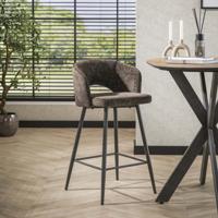 LifestyleFurn Barstoel 'Arnie' Renegade stof, kleur Bruin (zithoogte 69cm)