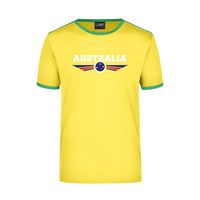 Australia geel / groen ringer landen t-shirt logo met vlag Australie voor heren - thumbnail