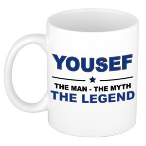 Naam cadeau mok/ beker Yousef The man, The myth the legend 300 ml - Naam mokken
