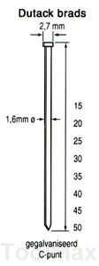 Dutack 1.6mm brads | 20mm | 2000 stuks - 5138030