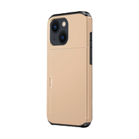 iPhone 15 hoesje - Backcover - Hardcase - Pasjeshouder - Portemonnee - Shockproof - TPU - Goud - thumbnail