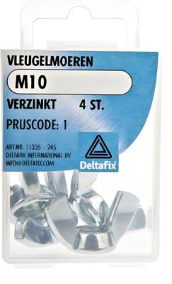 Vleugelmoer m10 verz 4st - Deltafix