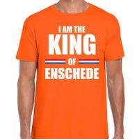 I am the King of Enschede Koningsdag t-shirt oranje voor heren - thumbnail